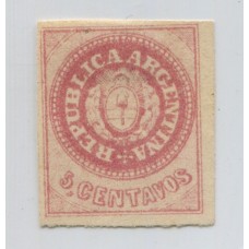 ARGENTINA 1862 GJ 12 ESCUDITO DE PLANCHA SEMIGASTADA ESTAMPILLA NUEVA, MUY BUEN EJEMPLAR U$ 187